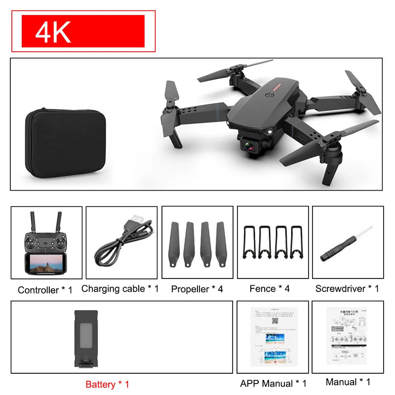 Foldable Quadcopter Drone - WIFI FPV, HD 4K Camera, Altitude Hold