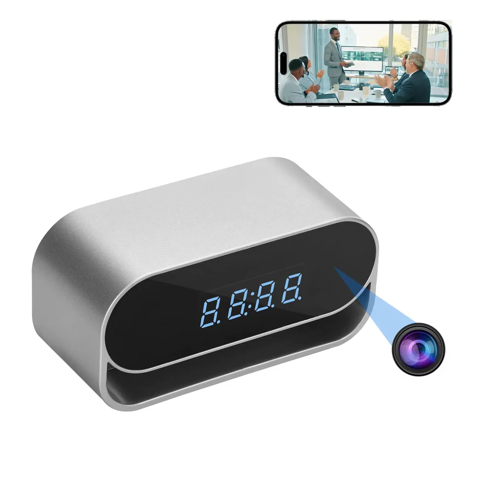 4K Ultra HD Surveillance Clock Camera with WiFi, Night Vision, and Motion Detection