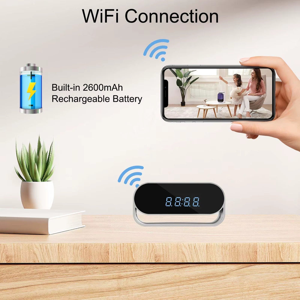 4K Ultra HD Surveillance Clock Camera with WiFi, Night Vision, and Motion Detection