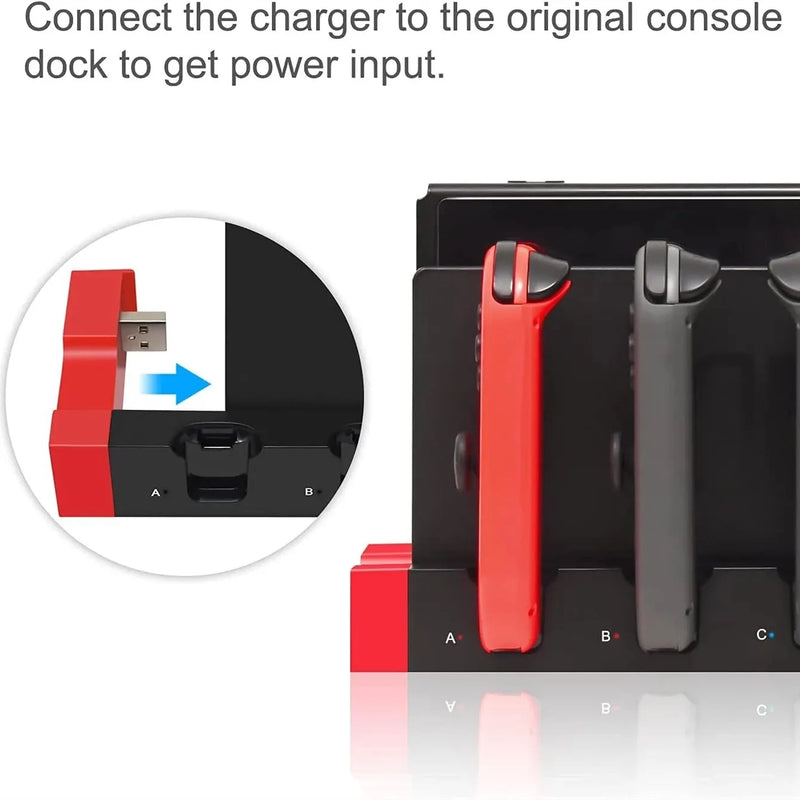 Nintendo Switch Joycon Charging Dock Station - Charges up to 4 Controllers, Compatible with Switch and OLED Model