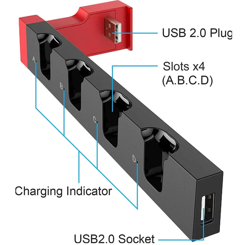 Nintendo Switch Joycon Charging Dock Station - Charges up to 4 Controllers, Compatible with Switch and OLED Model