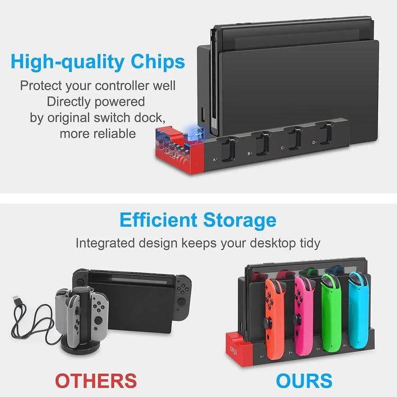 Nintendo Switch Joycon Charging Dock Station - Charges up to 4 Controllers, Compatible with Switch and OLED Model