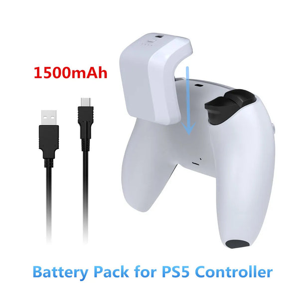 High-Capacity 1500mAh Rechargeable Battery Pack for PS5 Controller with Back Clip