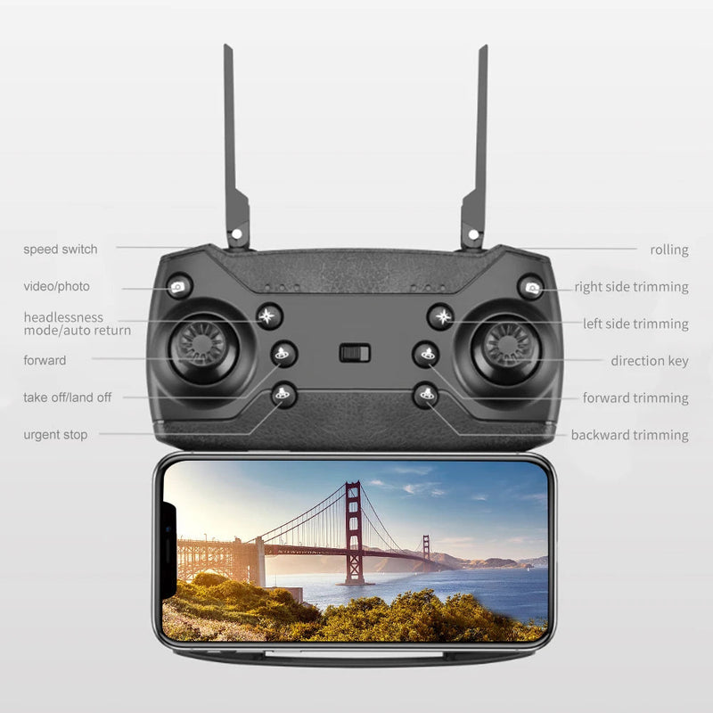 Foldable Quadcopter Drone - WIFI FPV, HD 4K Camera, Altitude Hold