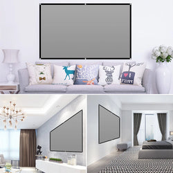 Projector Screen 60-133 Inch Metal Grey Anti-Light 16:9 Portable Black Border with Holes 