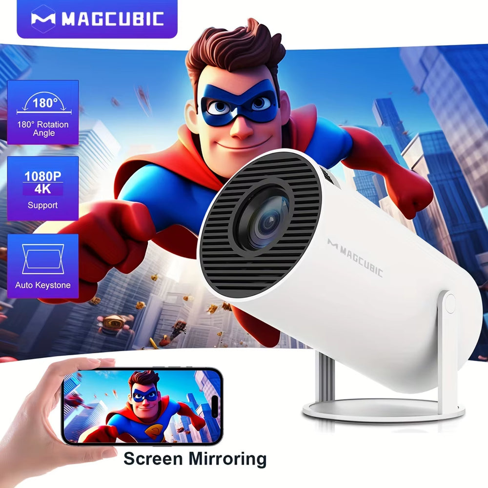 High-Definition Portable Projector with Screen Mirroring and Dual Wi-Fi 